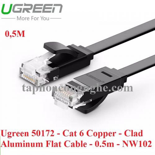 Ugreen 50172 0.5M màu Đen Cáp mạng LAN CAT6 dây dẹt NW102 30050172